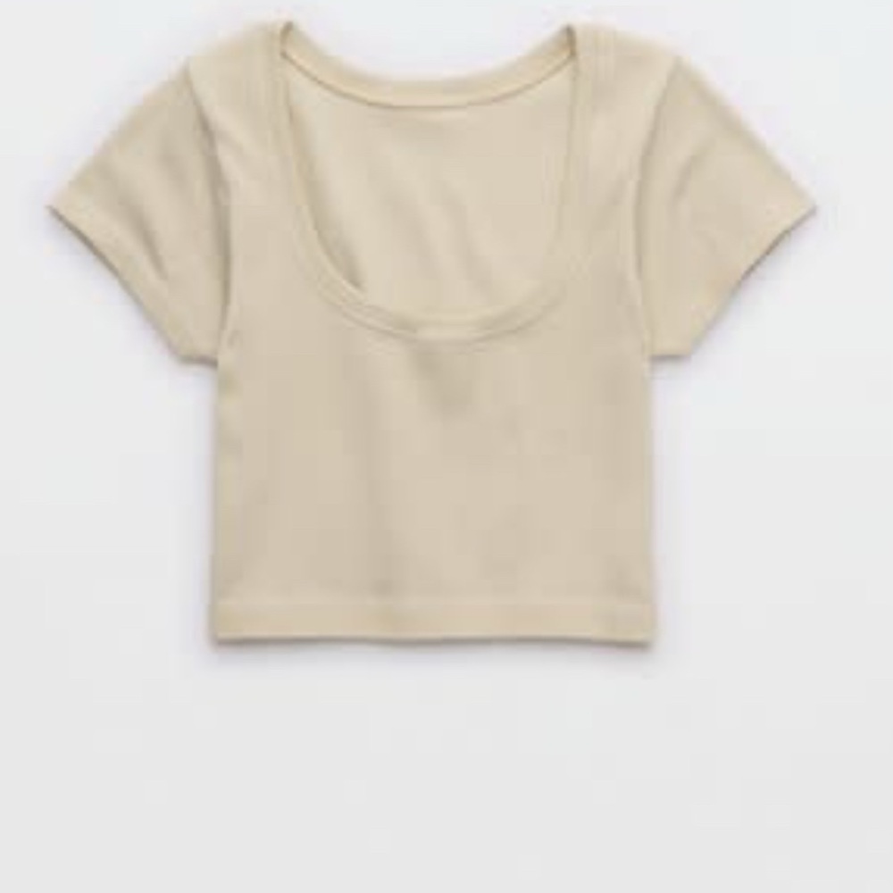 Aerie Offline Cream/Beige ribbed knit top